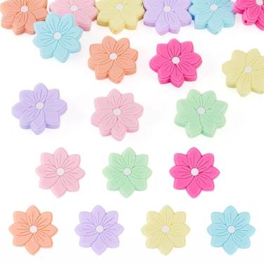 Imagem de FASHEWELRY 14 peças de contas focais de flores para canetas, lindas contas de silicone de borracha solta para chaveiro, colar, pulseira, cordão, acessórios para fazer artesanato DIY