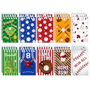 Imagem de 20 peças de mini blocos de notas espirais de beisebol, cadernos de bolso espiral de festa esportiva de beisebol para adolescentes, professores, sala de aula, recompensa