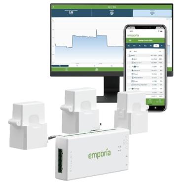 Imagem de Emporia Monitor de energia inteligente trifásico comercial Vue 3 - Dispositivo de automação residencial e comercial com monitor de uso de eletricidade em tempo real, medidor de consumo de energia,