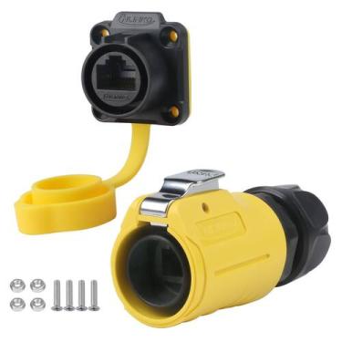 Imagem de Conjunto de conectores impermeáveis CNLINKO LP-20 RJ45 CAT6 amarelo