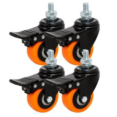 Imagem de 4 Rodízio Giratório com Espiga e Freio Easy Lock F1  40 mm  Roda PVC L