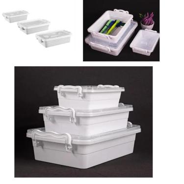 Imagem de Kit 3 Organizadores De Mesa Escritorio Caixa Organizador Multiuso Estudo Bancada Porta Joias Brinquedos