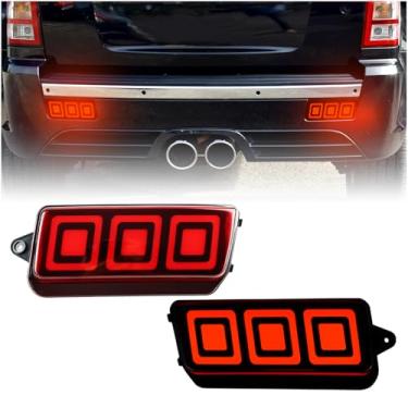Imagem de KEEGTBOX Kit de luz de neblina de LED com lente fumê de luz de neblina sequencial de freio compatível com Jeep Grand Cherokee SRT8 SUV 2005-2010 substituição de luz de neblina traseira (VERMELHO)