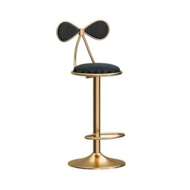 Imagem de hezhuhe2258 Cadeira de bar elevatória cadeira de bar giratória cadeira de jantar ilha doméstica simples moderna mesa de frente bancos altos (preto)