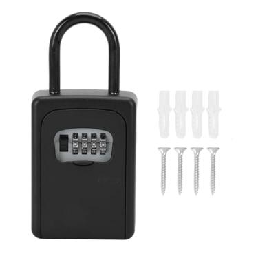 Imagem de Zerodis Caixa de Bloqueio de Combinação, Senha Numérica de 4 Dígitos, Cofre Portátil Montado na Parede, Caixa de Armazenamento de Chaves, Código Reconfigurável, Cofre de Segurança para
