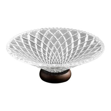 Imagem de Kuntesetty Fruteira Transparente, Bandeja Decorativa com Base, Decoração de Mesa, Bolo com Suporte de Madeira, Suporte para Vegetais para Sala de Jantar, Losango, Tamanho real