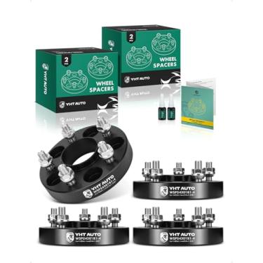 Imagem de YHTAUTO Espaçadores de roda centralizados no cubo de 5 x 110 mm 2,5 cm para modelos Jeep, Chrysler, Dodge e Fiat, Cherokee, 200, espaçadores de pneu de dardo com parafusos M12 x 1,25, furo do cubo de