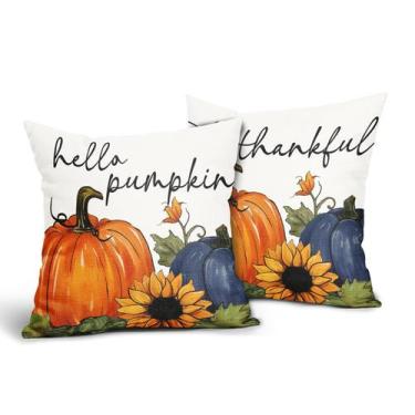 Imagem de Capa de travesseiro Sweetshow Happy Autumn Blue Pumpkin 40x40cm Conjun