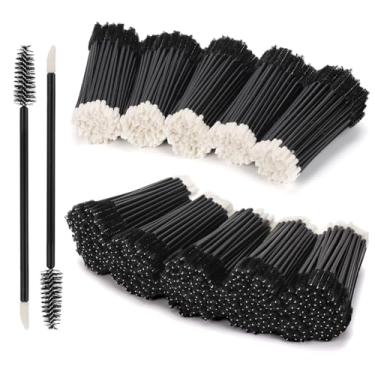 Imagem de 1000 peças de varinhas de rímel descartáveis com ponta dupla, pincel para lábios, aplicador de batom, pincel de sobrancelha para extensões de cílios - preto