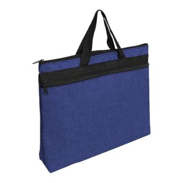 Imagem de Baoblaze Pasta de negócios organizadora de arquivos recipiente leve pasta de papel bolsa de armazenamento bolsa de documentos para viagens de negócios ao ar, Azul Escuro 38x7x30cm