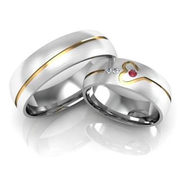 Imagem de aliancas compromisso namoro prata 950 banhado ouro coracao aliancas namoro