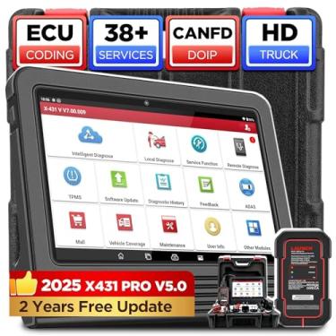 Imagem de LAUNCH X431 Pro V5.0 2025 Ferramenta de scanner de diagnóstico automotivo de nova geração, ferramenta de digitalização OBD2 bidirecional Bluetooth OEM com CANFD e DOIP, mais de 38 funções especiais