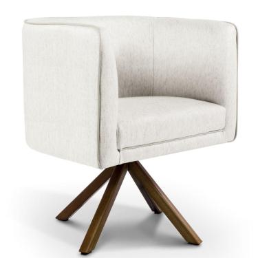 Imagem de Poltrona Decorativa Sala De Estar Giratória Nix Linho