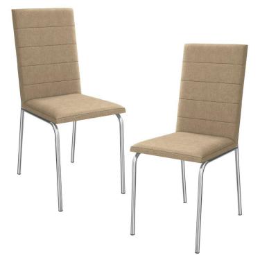 Imagem de Kit 2 Cadeiras Cromada Sala Jantar 2C091CR Corino Kappesberg Capuccino