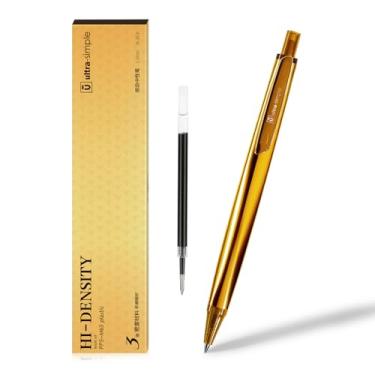 Imagem de M&G Caneta de gel, caneta de tinta preta ponta fina de 0,5 mm, caneta de tinta gel retrátil de alta densidade, escrita suave, caneta rolo de gel de metal com 1 refil adicional para material de