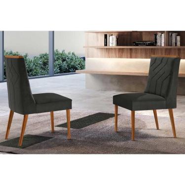 Imagem de Kit 2 Cadeiras De Cozinha Nevada 2 Un Madeira Capuccino Suede Grafite Rufato