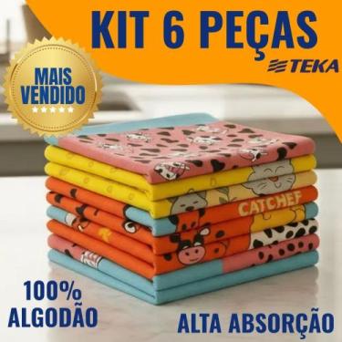 Imagem de Kit 6 Panos de Copa Felpudo Teka Primore Cozinha Louça Pia Sortido