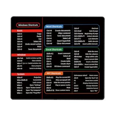 Imagem de Mouse pad de atalho de software de escritório, tapete de referência rápida Excel Word PPT, mousepad de mesa antiderrapante, 210 mm x 260 mm x 2 mm