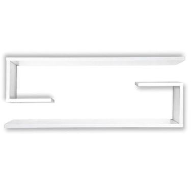 Imagem de Kit 2 Nichos de Parede em MDF, Branco, 60x20x15 cm, Acabamento Fosco, Montagem na Parede, Estilo Moderno, para Sala, Quarto e Escritório (Branco)