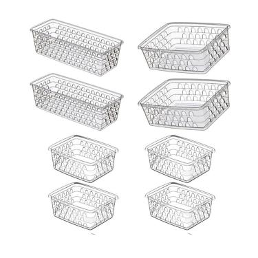Imagem de Kit 8 Cestinhas Organizadoras Comprido E Retangulares P E M