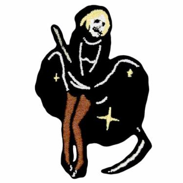 Imagem de Emblema de aplique bordado sexy Grim Reaper com aplique de ferro na costura