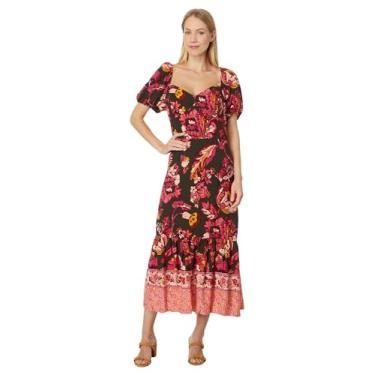 Imagem de Adrianna Papell Vestido midi feminino com manga bufante estampada, Hunter Multi, 40