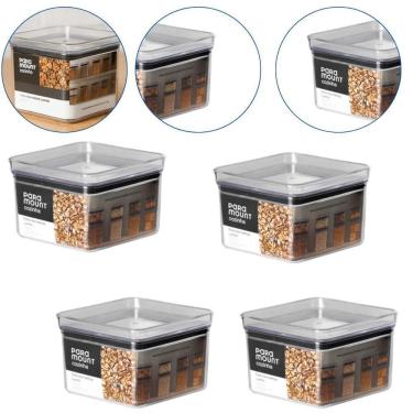 Imagem de Kit 4 Pote Para Alimentos Tampa Hermética Organizador 830Ml