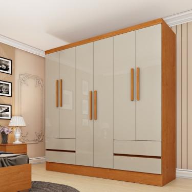 Imagem de Roupeiro Oregon 6 Portas Sem Espelho E 4 Gavetas Tcil Cor:cinamomo-off