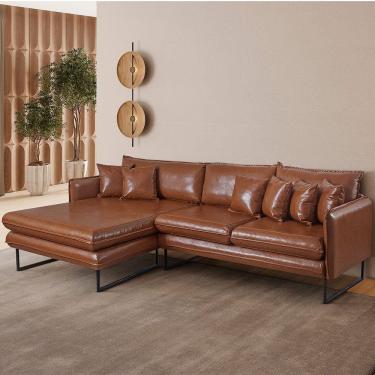 Imagem de Sofá Jade Com Chaise Lateral Esquerda 2,84m Corino