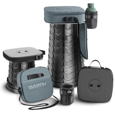 Imagem de NUMANU Banco quadrado dobrável atualizado 2025 e bolsa de transporte acolchoada 3 em 1, banqueta dobrável de altura ajustável, cadeira de acampamento telescópica, assento retrátil ou apoio para os pés