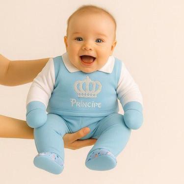 Imagem de Conjunto Pagão 100% Algodão Roupa Saída Maternidade Bebê Menino Ou Men