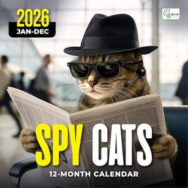 Imagem de Calendário de parede 2026, agenda engraçada de 12 meses, calendário de parede grande para escritório, mesa, crianças, calendário familiar suspenso, 29,8 x 29,8 cm (gatos espiões)