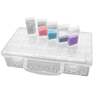 Imagem de Caixa de armazenamento de sementes de plástico reutilizável com 64 compartimentos, organizador de sementes com adesivos de etiquetas, estojo de armazenamento de bordado de diamante multiuso recipiente