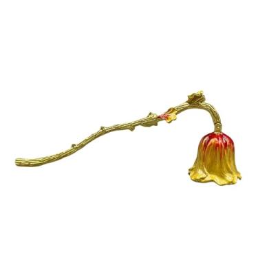 Imagem de Bothyi Apagador de velas, ornamento de metal clássico, elegante, feito à mão, exclusivo, antigo, extintor de velas para amantes, presentes, Vermelho Dourado