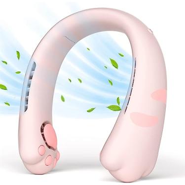 Imagem de WYUYIWH Lindo ventilador de pescoço para crianças, adolescentes adorável ventilador portátil ultra silencioso, ventilador de resfriamento pessoal operado por bateria de 3000 Mah, turbo sem lâmina, uso