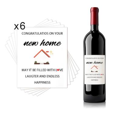 Imagem de Presentes de aquecimento de casa, presente de Natal para novos donos de casa, presentes para melhores amigos, etiquetas de vinho de inauguração de casa para garrafas, presente de apartamento novo para