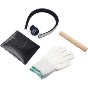 Imagem de acclookss Conjunto profissional de cortador de borracha para tênis de mesa com faca de arco ajustável, lâmina de precisão, rolo e luvas de segurança, kit completo de manutenção de raquete de