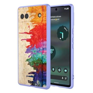 Imagem de OEURVQO Capa artística para Google 6A, capa de silicone líquido de toque macio com forro fofo, compatível com carregamento sem fio, capa protetora para Google Pixel 6A, aquarela roxa