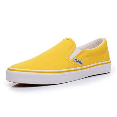 Imagem de Cull4U tênis feminino clássico sem cadarço, Amarelo/branco., 8