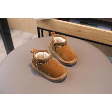 Imagem de Botas de inverno para meninos e meninas, sapatos macios e quentes, botas de neve para crianças pequenas, Bronzeado, 18