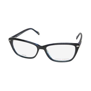 Imagem de Laura Ashley Isabelle Armação de óculos olho de gato / óculos autênticos designer feminino estilo tapete vermelho, Preto/azul., 53-15-140