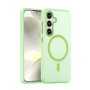 Imagem de MVVKKY Capa transparente à prova de choque para Galaxy S24FE, capa magnética fosca com carregamento sem fio e proteção contra choque (para Galaxy S24FE/verde)