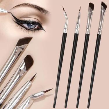 Imagem de Conjunto de pincéis de delineador, pincéis de delineador de olhos de ângulo fino, ângulo plano inclinado ultrafino, para ferramenta de maquiagem para os olhos (4 peças)