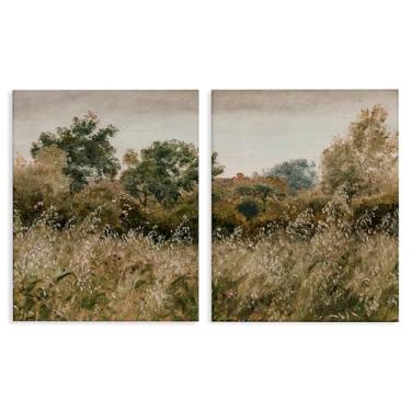 Imagem de Stupell Industries Conjunto de arte de parede em tela de 2 peças de matagal de folhagem rural, design por Lettered and Lined, 76 x 61 cm