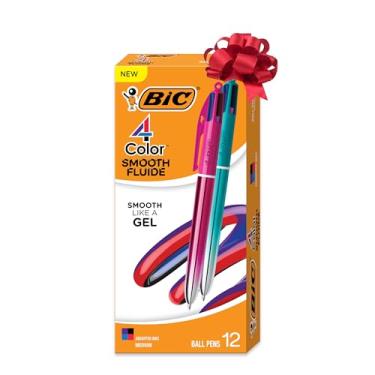 Imagem de BIC Caneta esferográfica multicolorida gradiente suave de 4 cores, ponta de 1,0 mm, retrátil, 12 unidades em tinta sortida