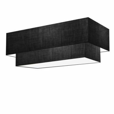 Imagem de Plafon Duplo Retangular Vivare Md-3071 Cúpula Em Tecido 80x40cm X 70x30cm - Bivolt Preto 127/220v
