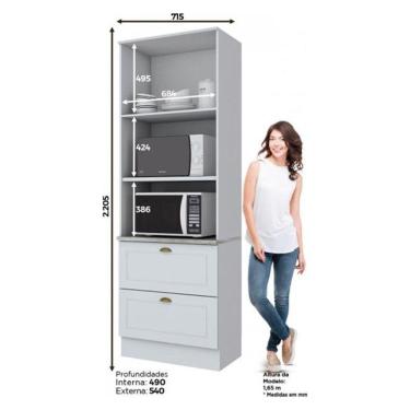 Imagem de Torre Quente 2 Fornos Americana Branco Com Tampo Calcare - Móveis Henn Branco Hp