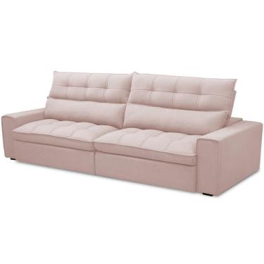 Imagem de Sofá Retrátil Reclinável Para Sala De Estar Living 250cm Dimas F04 Veludo Rosê