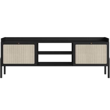 Imagem de Rack Para Sala De Estar Tv 65 Pol 183cm Pés Madeira Moss A03 Nero Preto