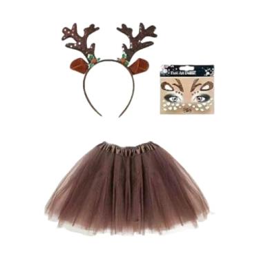 Imagem de YIJU Fantasia de Rena de Natal para Mulheres - Ideal para Apresentações de Palco e Bailes de Máscaras, com Flor Verde